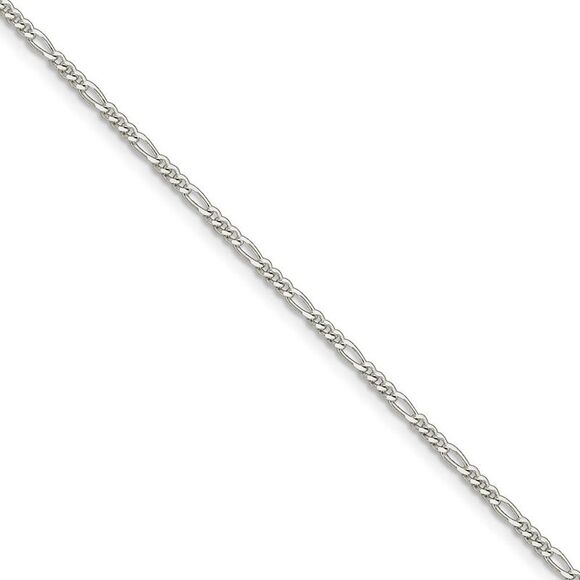 Sterling Silver 2mm Diamond Cut and Polished Figaro Anklet, 9 Inch - Picture 1 of 4